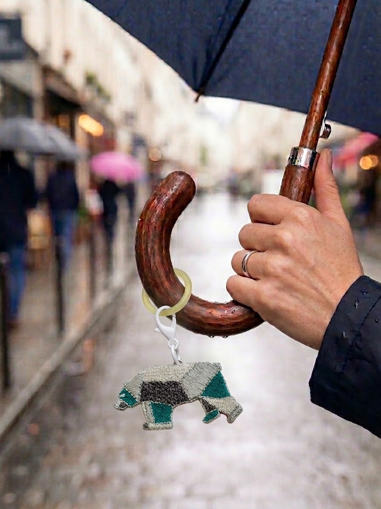 空色のクマのマーカー　（傘、チャームに付けて）